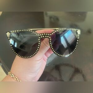 Versace Gold-Studded Medusa Black Sunglasses